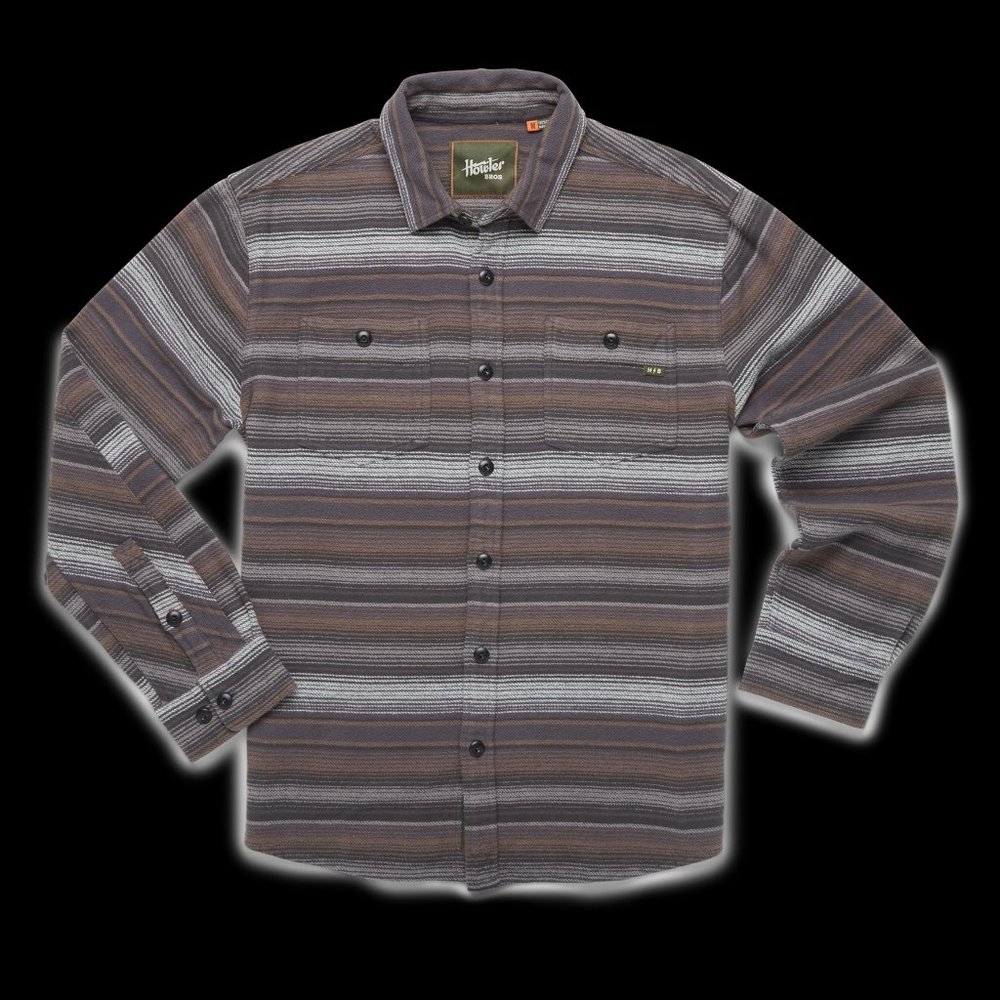 Rodanthe Flannel: Skyline Stripe- Sangria